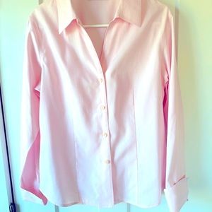 Calvin Klein no iron pink buttoned shirt with French cuffs size 10
